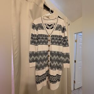 Lucky Brand Black and Cream Chevron Cardigan